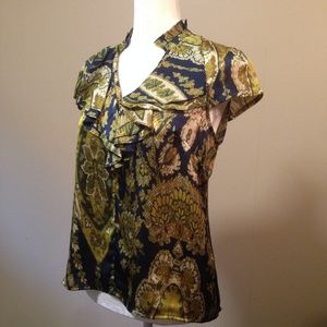 Beautiful Ruffle Front Cap Sleeve Blouse